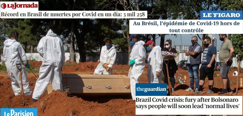 Imprensa internacional diz que pandemia no Brasil está “fora de controle” e virou “bomba